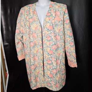 Vintage 80s Classic Apparel LTD pastel floral blazer with shoulder pads size 20